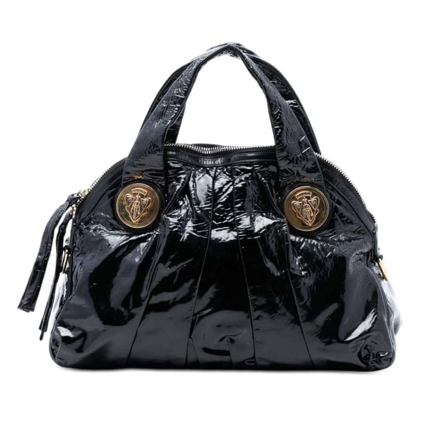 Gucci Large Patent Hysteria Satchel Black Leather Very good condition - Front View