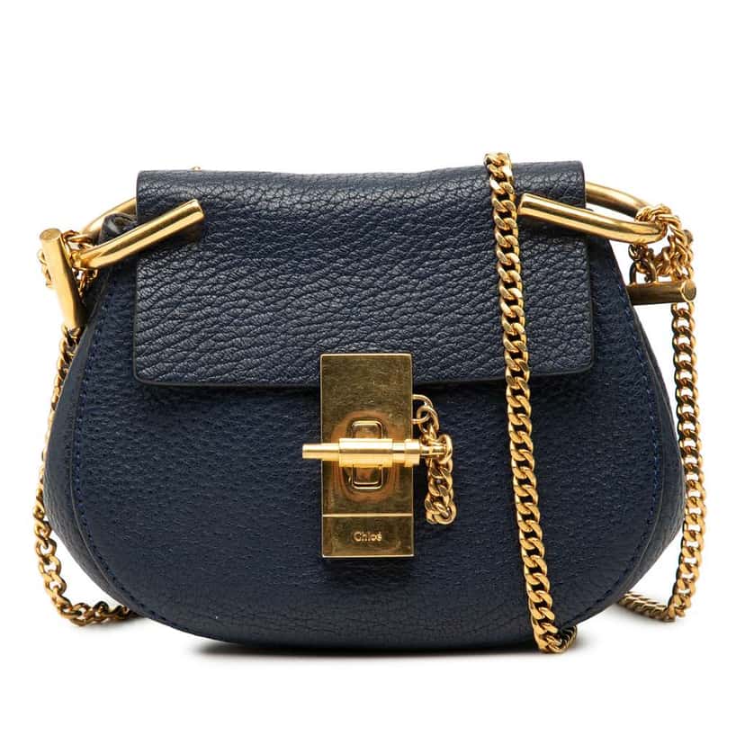 Chloé Mini Leather Drew Crossbody Blue Leather Good condition - Front View