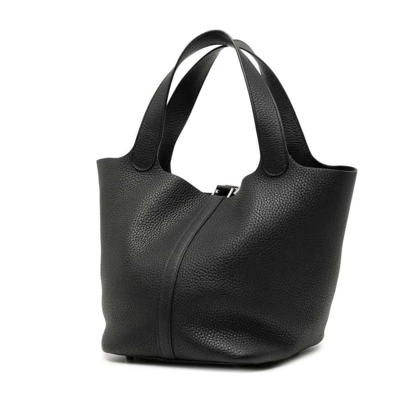 Hermès Clemence Picotin Lock 22 Black Leather Good condition - Back View