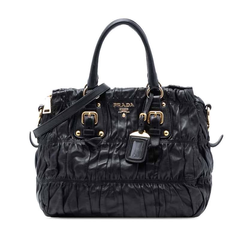 Prada Nappa Gaufre Satchel Black Leather Good condition - Front View