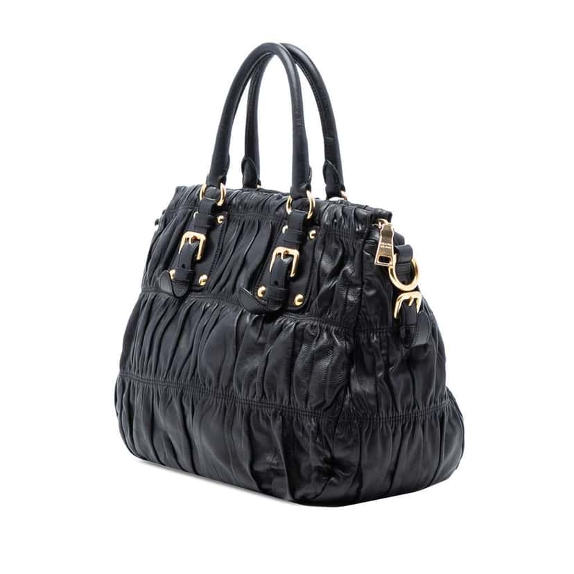 Prada Nappa Gaufre Satchel Black Leather Good condition - Back View