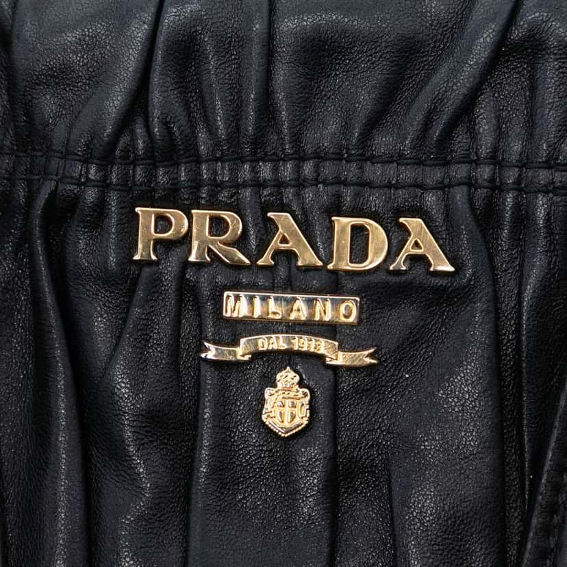 Prada Nappa Gaufre Satchel Black Leather Good condition - Box View