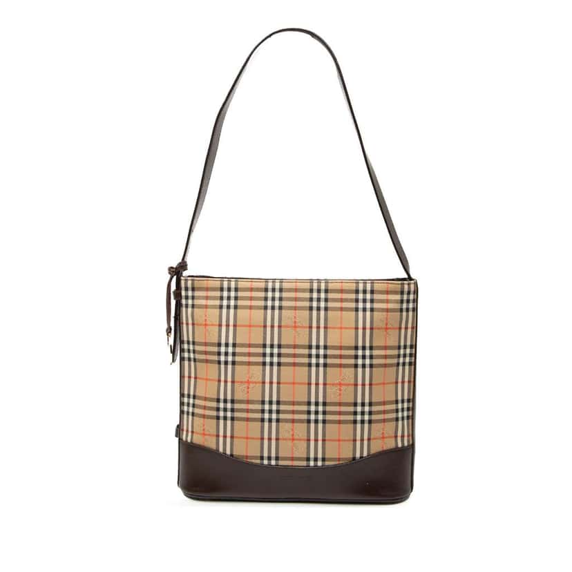 Burberry Haymarket Check Canvas Shoulder Bag Brown Canvas Good condition - Front View