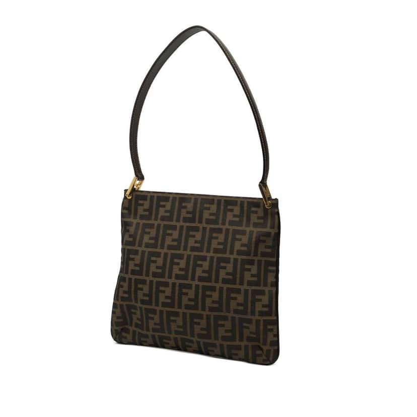 Fendi Zucca Canvas Shoulder Bag Brown Canvas Very good condition - Back View