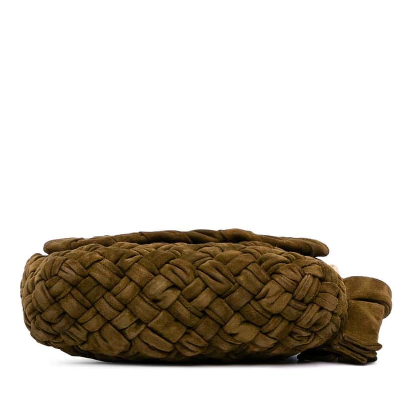 Bottega Veneta Medium Suede Intrecciato Kalimero Citta Shoulder Bag Green Leather Good condition - Inside View