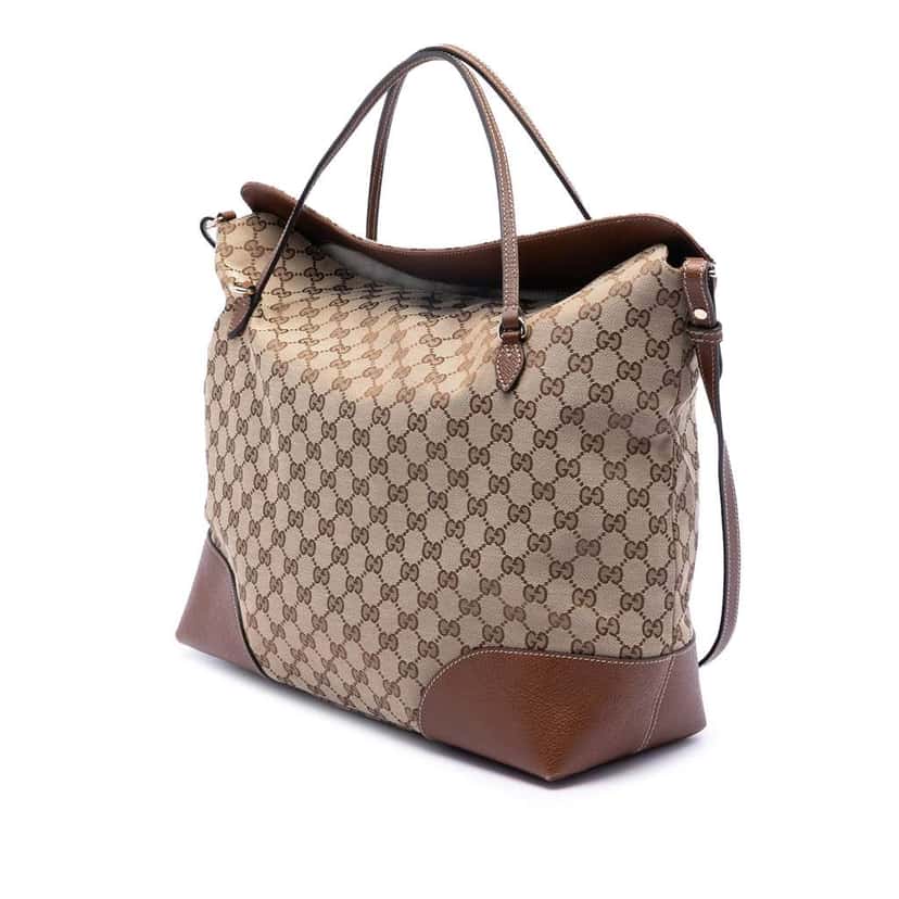 Gucci Large GG Canvas Bree Fold Over Tote Brown Canvas Good condition - Back View