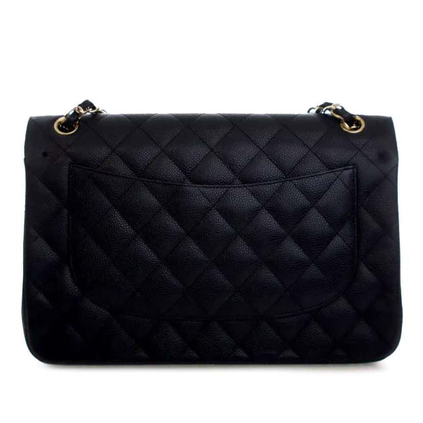 Chanel Jumbo Classic Caviar Double Flap Black Leather Good condition - Back View