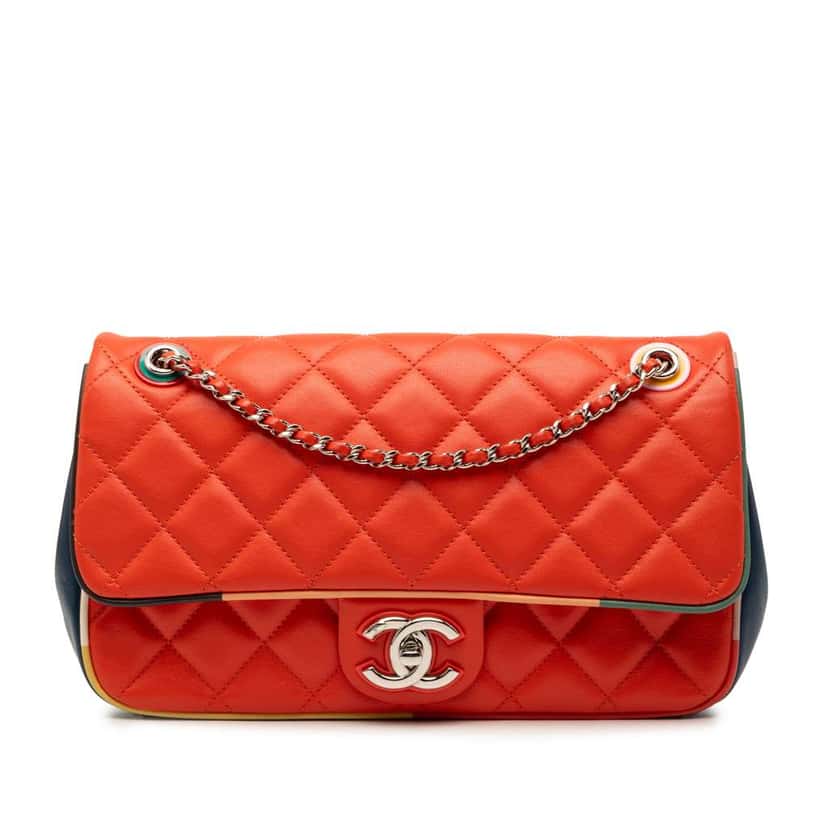 Chanel Medium Quilted Lambskin Cuba Color Flap Red Leather Good condition - Front View