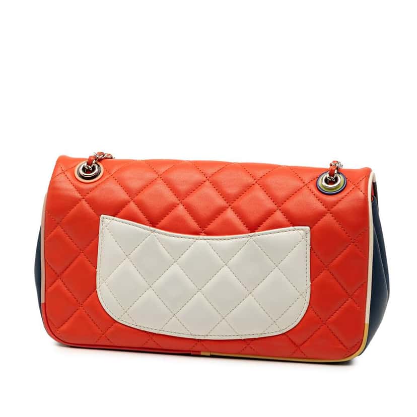 Chanel Medium Quilted Lambskin Cuba Color Flap Red Leather Good condition - Back View
