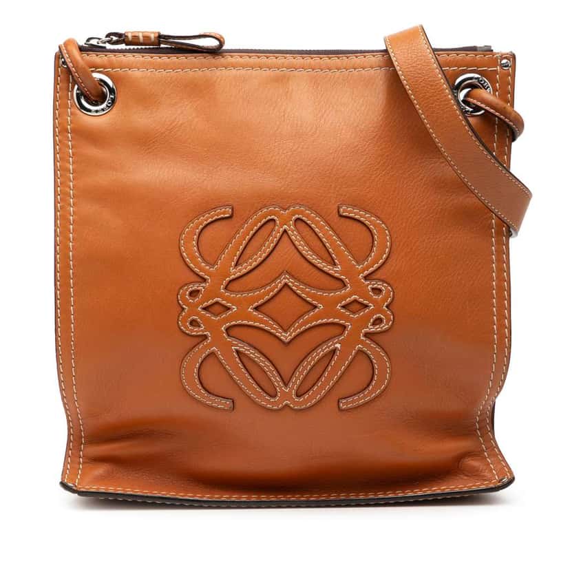 Loewe Leather Anagram Crossbody Brown Leather Good condition - Front View