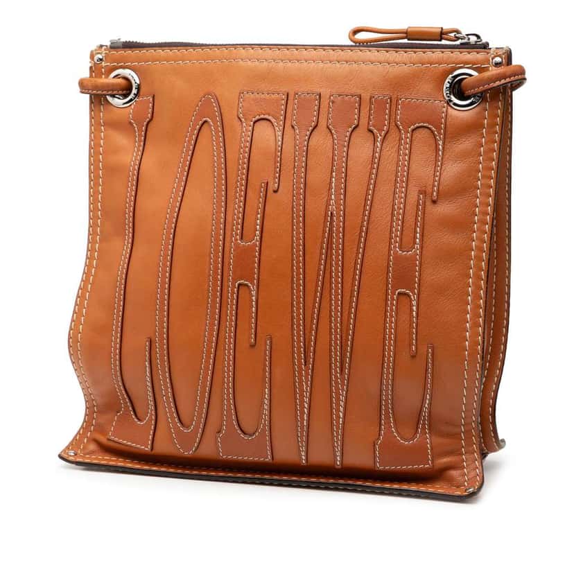 Loewe Leather Anagram Crossbody Brown Leather Good condition - Back View