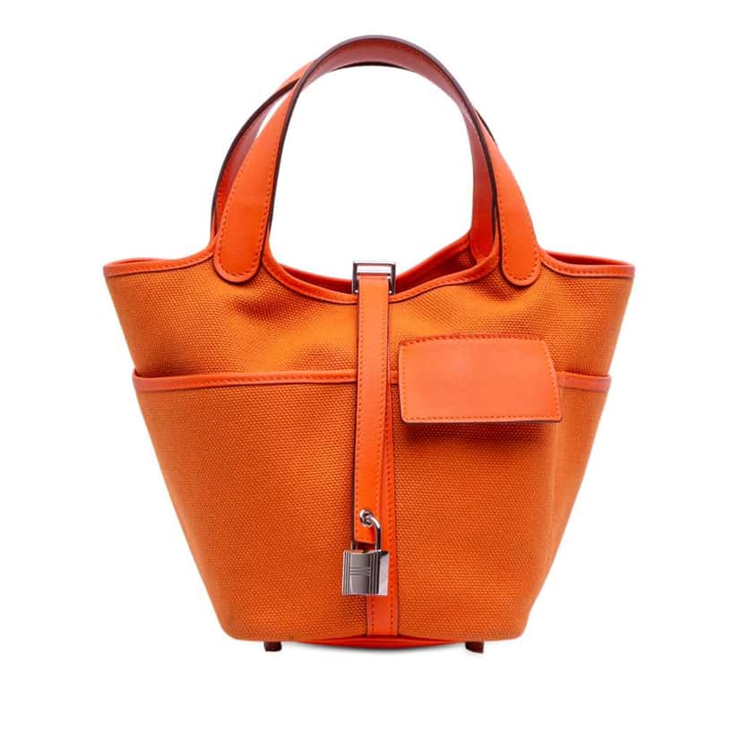 Hermès Toile Goeland and Swift Cargo Picotin Lock 18 Orange Canvas Good condition - Front View