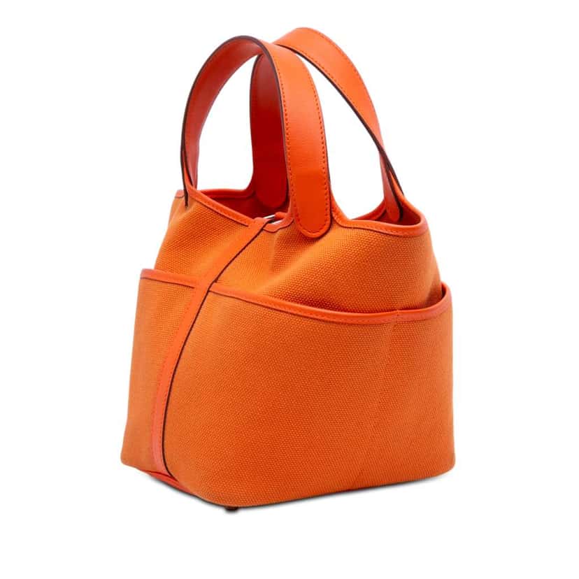 Hermès Toile Goeland and Swift Cargo Picotin Lock 18 Orange Canvas Good condition - Back View