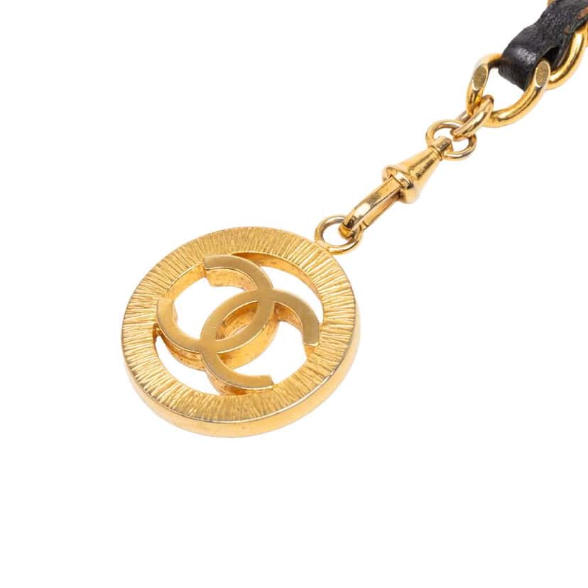 Chanel Gold Plated Leather Woven Medallion Chain Belt Gold Metal Good condition - Back View