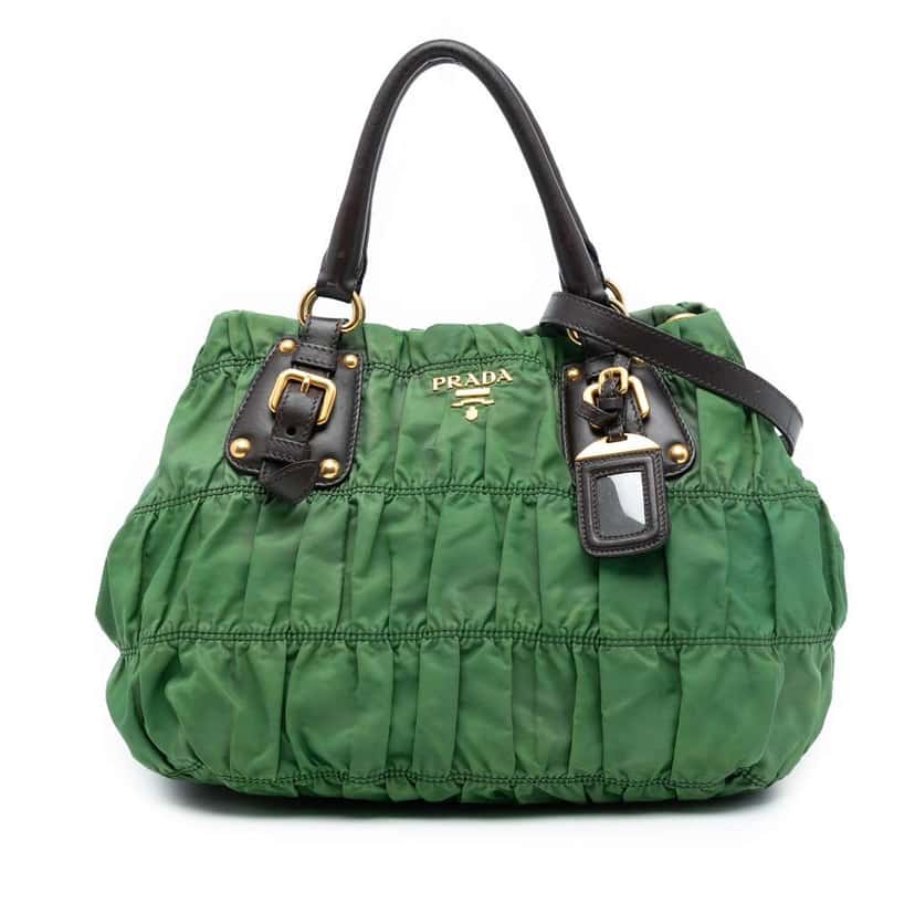 Prada Tessuto Gaufre Tote Green Good condition - Front View