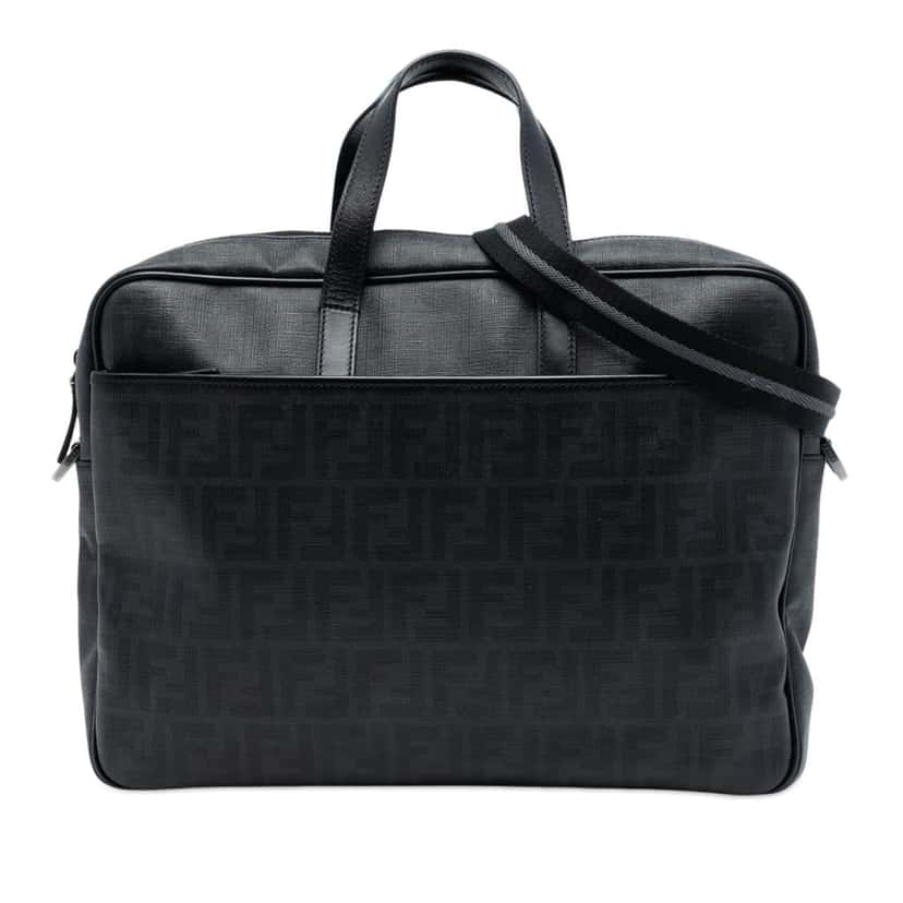 Fendi Zucca Coated Canvas Business Bag Black Canvas Good condition - Front View