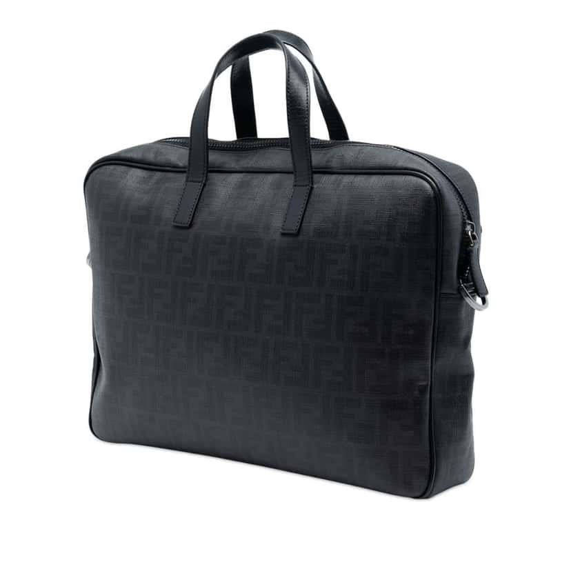 Fendi Zucca Coated Canvas Business Bag Black Canvas Good condition - Back View