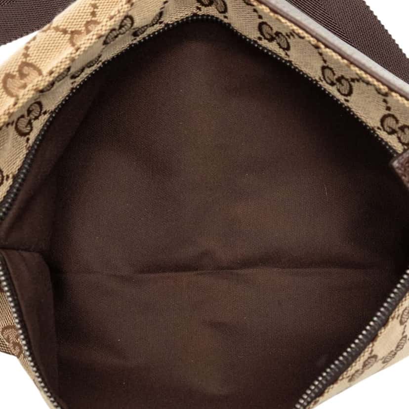 Gucci GG Canvas Double Pocket Belt Bag Brown Canvas Good condition - Model View