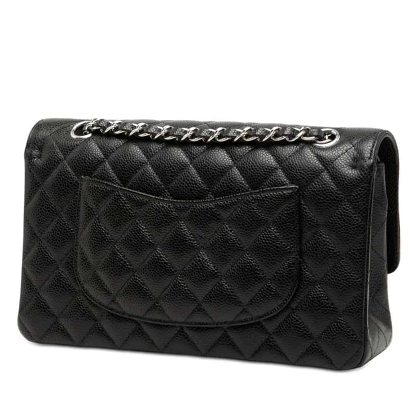Chanel Medium Classic Caviar Double Flap Black Leather Good condition - Back View
