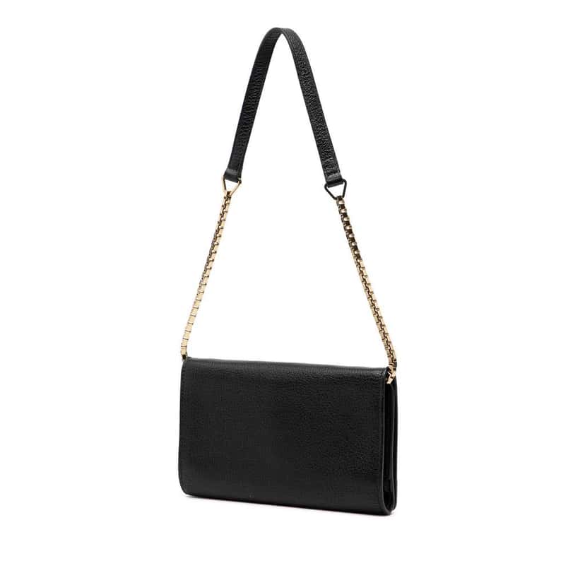 Balenciaga Chevre Motocross Metallic Edge Trifold Wallet on Chain Black Leather Very good condition - Back View
