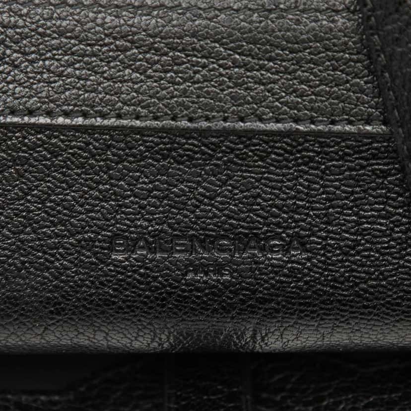 Balenciaga Chevre Motocross Metallic Edge Trifold Wallet on Chain Black Leather Very good condition - Box View