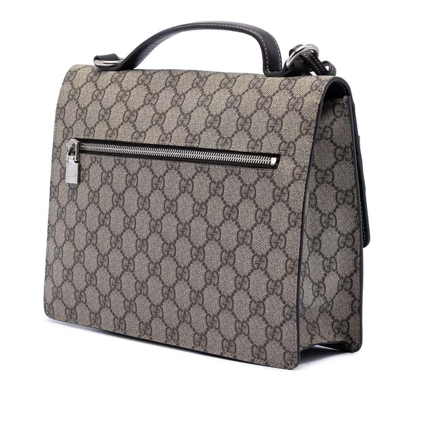 Gucci GG Supreme Business Bag Brown Canvas Good condition - Back View