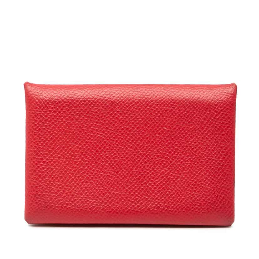 Hermès Epsom Calvi Card Holder Red Leather Good condition - Front View
