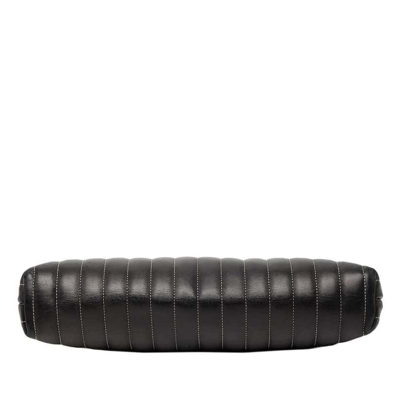 Chanel Quilted Lambskin Mademoiselle Ligne Clutch Black Leather Good condition - Inside View