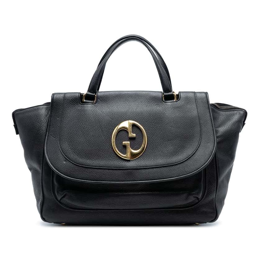 Gucci Medium Leather 1973 Handbag Black Leather Good condition - Front View