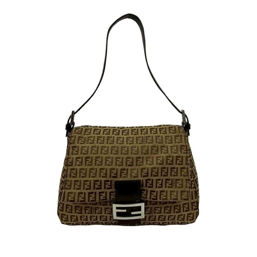 Fendi Zucchino Canvas Mamma Forever Brown Canvas Good condition - Front View
