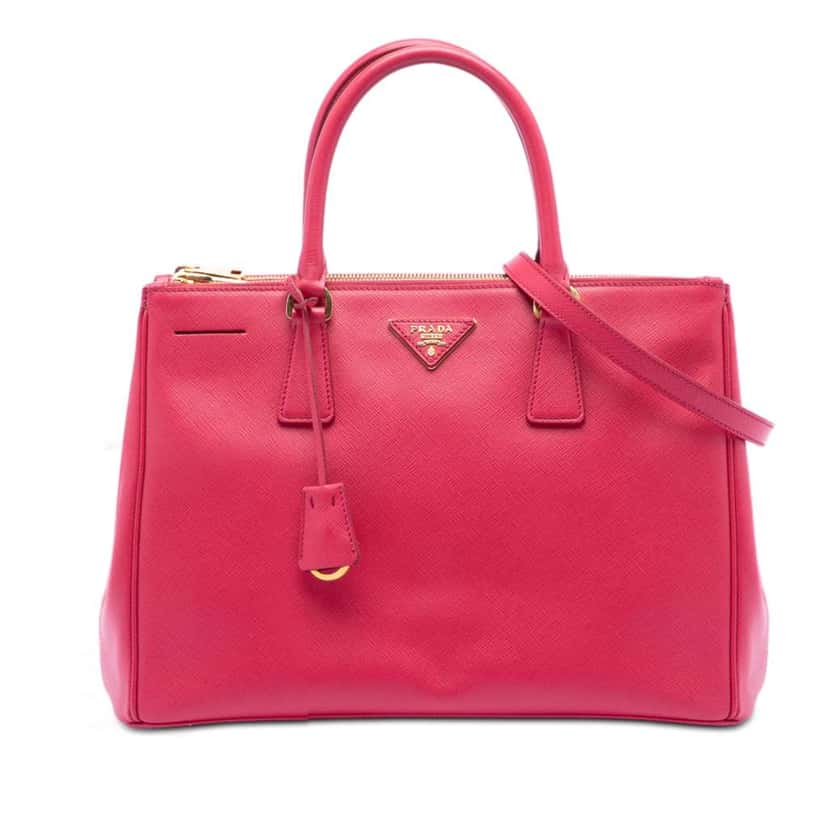 Prada Medium Saffiano Lux Galleria Double Zip Tote Pink Leather Very good condition - Front View