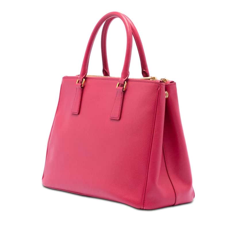 Prada Medium Saffiano Lux Galleria Double Zip Tote Pink Leather Very good condition - Back View