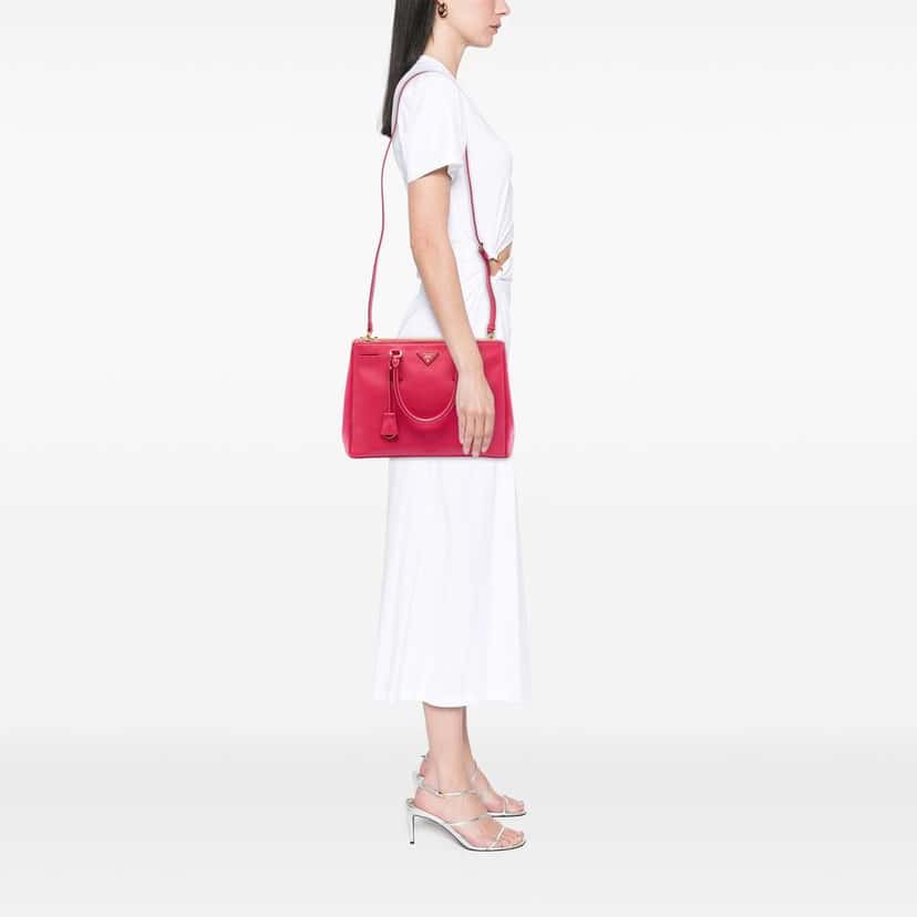 Prada Medium Saffiano Lux Galleria Double Zip Tote Pink Leather Very good condition - Box View