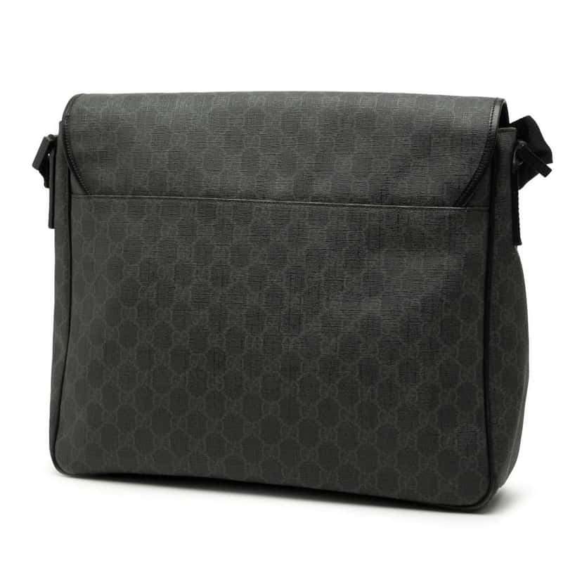 Gucci GG Supreme Flap Messenger Bag Black Canvas Good condition - Back View