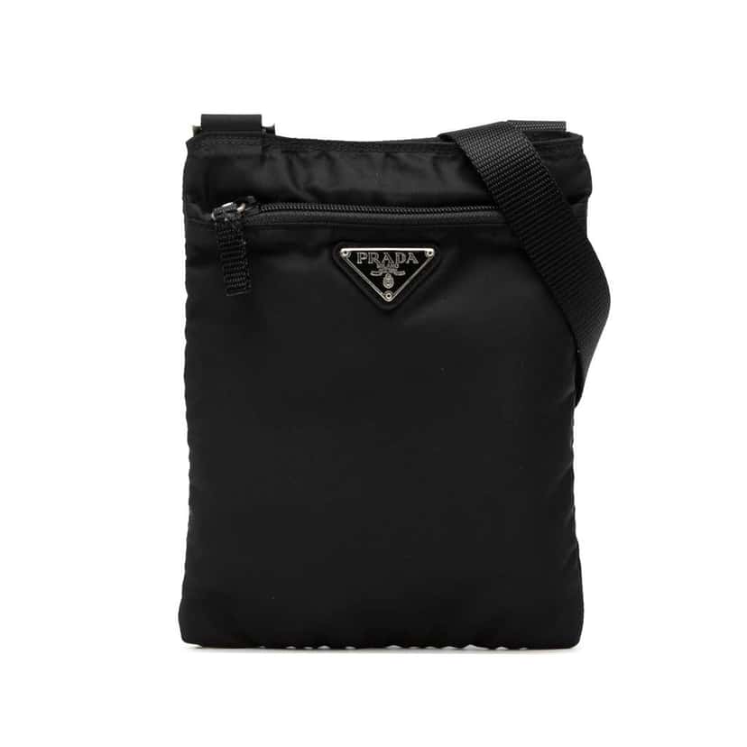 Prada Tessuto Zip Top Crossbody Black Good condition - Front View