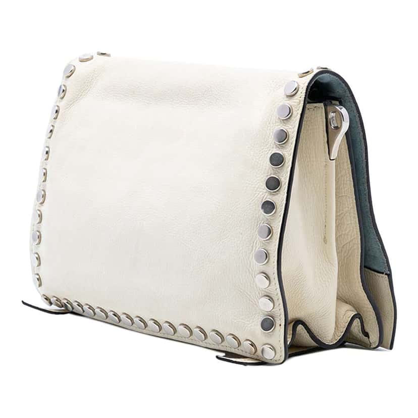 Prada Glace Calfskin Studded Etiquette Flap White Leather Good condition - Back View