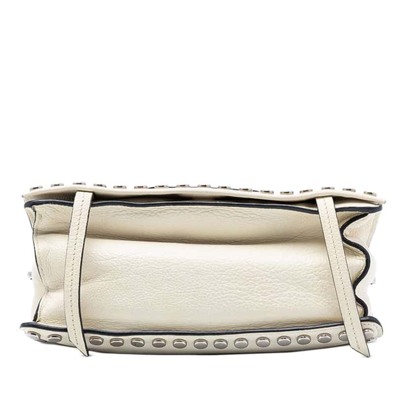 Prada Glace Calfskin Studded Etiquette Flap White Leather Good condition - Inside View