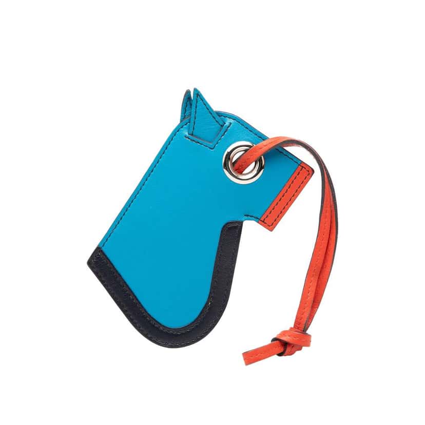 Hermès Tadelakt Camail Key Holder Bag Charm Blue Leather Very good condition - Front View