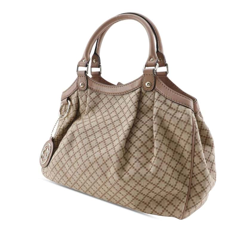 Gucci Medium Diamante Canvas Sukey Tote Brown Canvas Very good condition - Back View