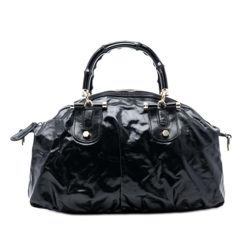 Gucci Coated Canvas Bamboo Dialux Pop Satchel Black Canvas Very good condition - Front View