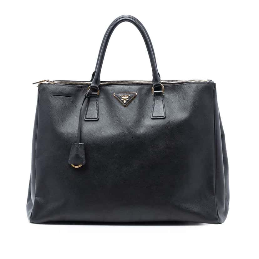 Prada Large Saffiano Lux Galleria Double Zip Tote Black Leather Good condition - Front View