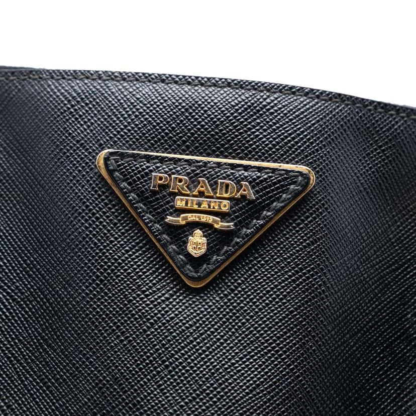 Prada Large Saffiano Lux Galleria Double Zip Tote Black Leather Good condition - Box View