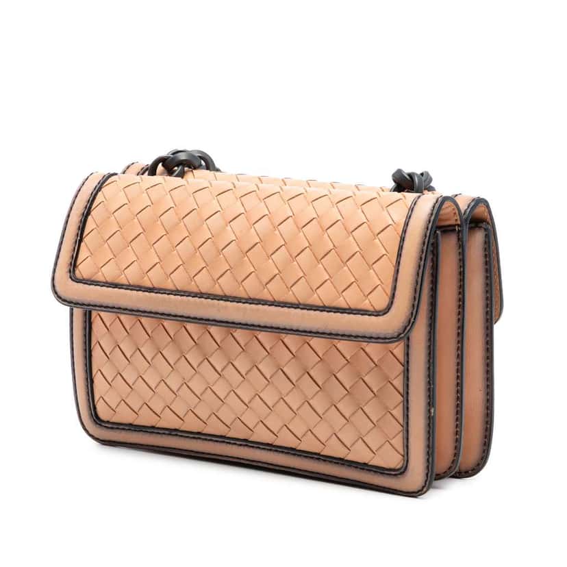 Bottega Veneta Nappa Intrecciato Mirror Lens Double Sided Flap Shoulder Bag Brown Leather Very good condition - Back View