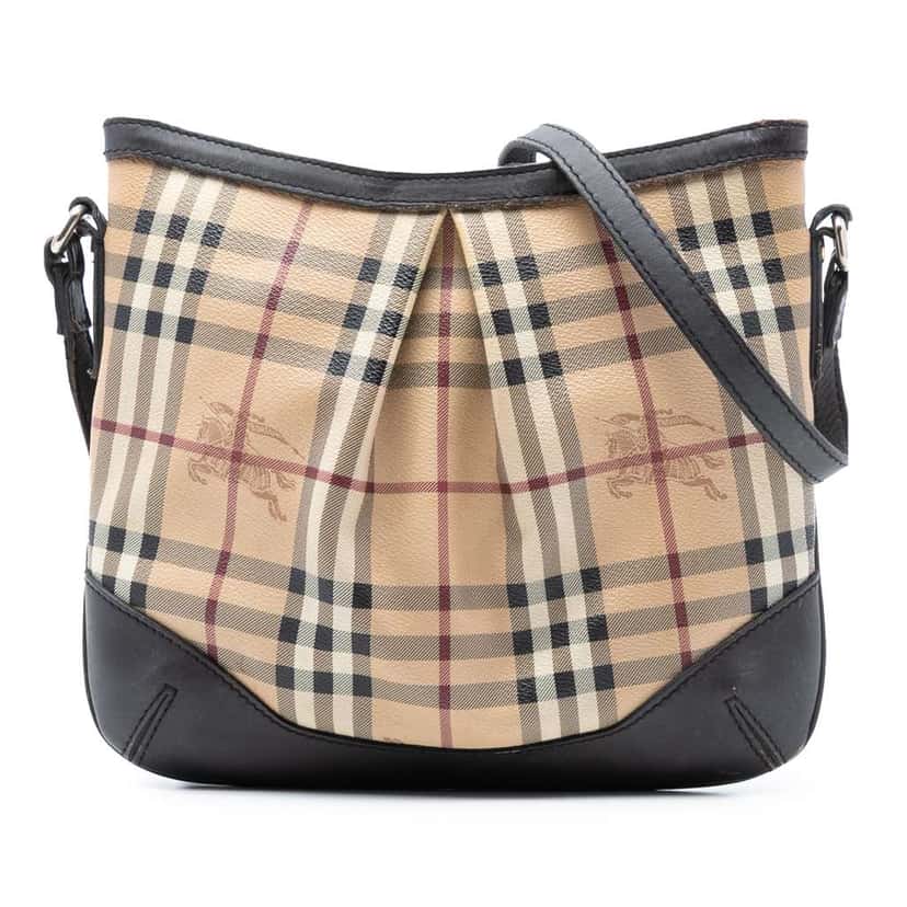 Burberry Haymarket Check Coated Canvas Hartham Crossbody Brown Canvas Very good condition - Front View