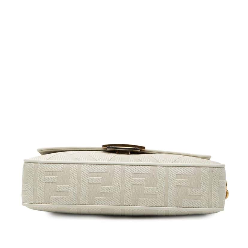 Fendi Zucca Embroidered Canvas Baguette Satchel White Canvas Good condition - Inside View