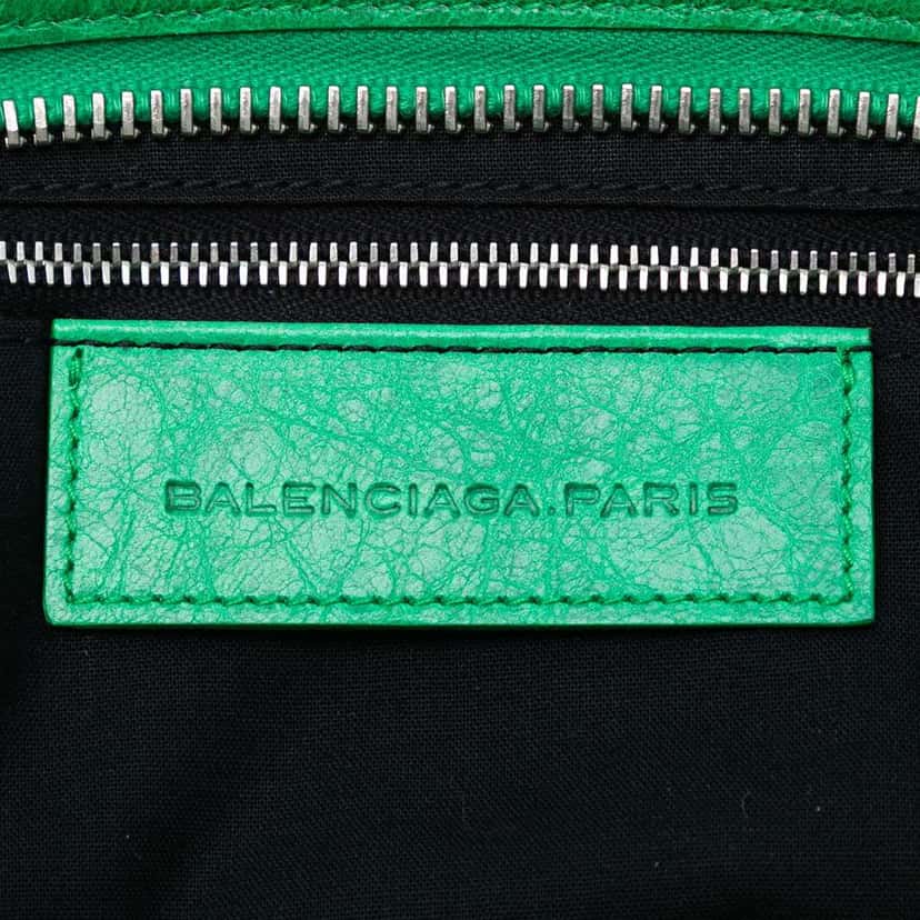 Balenciaga Lambskin Motocross City Giant Brogues Satchel Green Leather Good condition - Box View