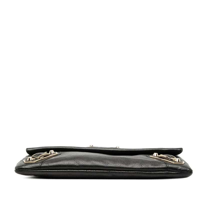 Balenciaga Chevre Motocross Classic Metallic Edge Envelope Clutch Black Leather Good condition - Inside View
