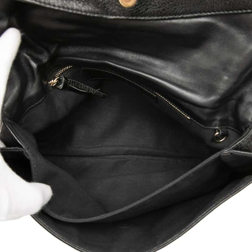 Balenciaga Chevre Motocross Classic Metallic Edge Envelope Clutch Black Leather Good condition - Model View