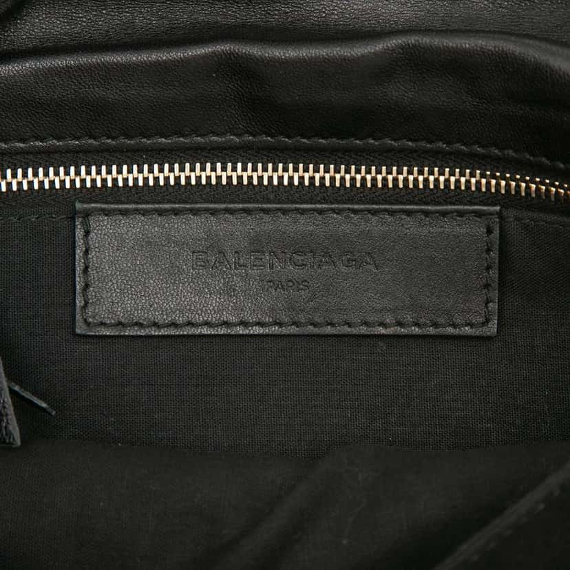 Balenciaga Chevre Motocross Classic Metallic Edge Envelope Clutch Black Leather Good condition - Box View