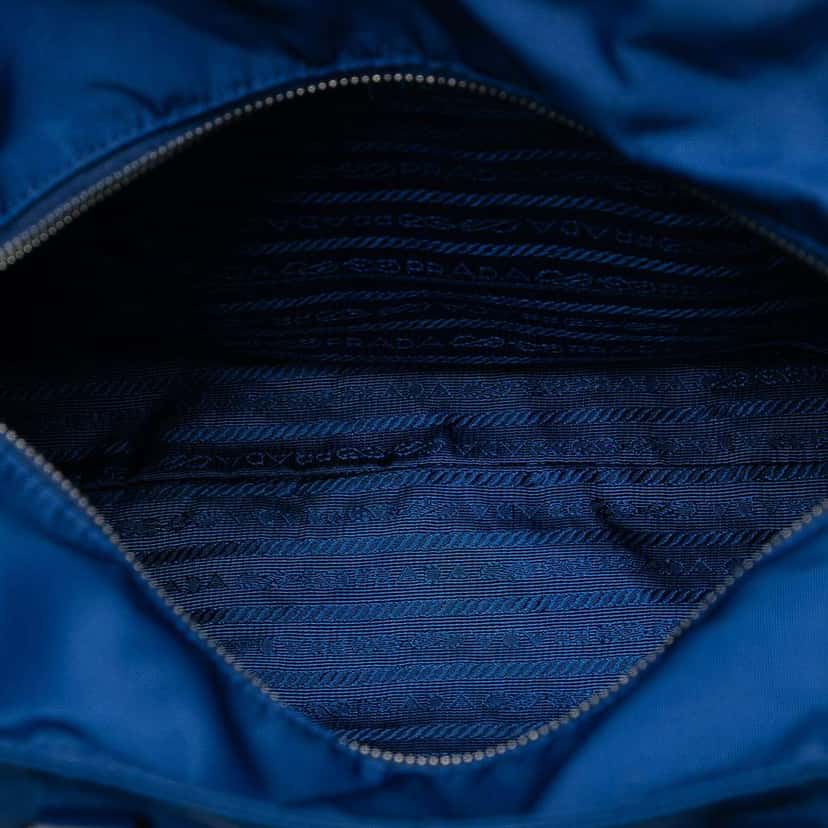 Prada Vitello Trimmed Tessuto Satchel Blue Very good condition - Model View